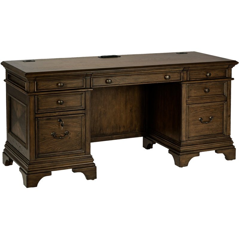 Bureau rectangulaire à 5 tiroirs, chêne bruni, bureau pour bureau organisé, tiroir de bureau en grain de bois naturel, grain de bois, hauteur de 30,79 po