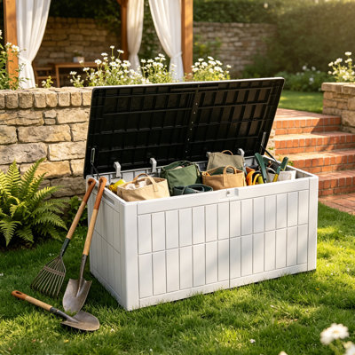 Coffre de terrasse Quartey en résine 120 gallons avec mécanisme de fermeture en douceur