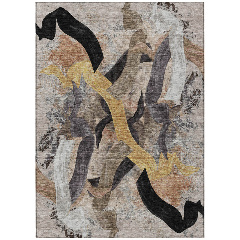 Machine Washable Indoor/Outdoor Husby ACN2191 Abstract Rug, Rectangle 5' x 7'6"