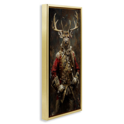 Regal Deer Portrait Framed Floater Canvas Wall Art by Sean Parnell