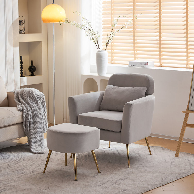 Fauteuil Azoriah, Velours gris clair