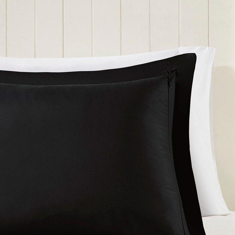 Édredon très grand 3M - noir, réversible, losange, duvet synthétique, 2 taies décoratives, teint, matelassage lavable à la machine, dégagement, look élégant