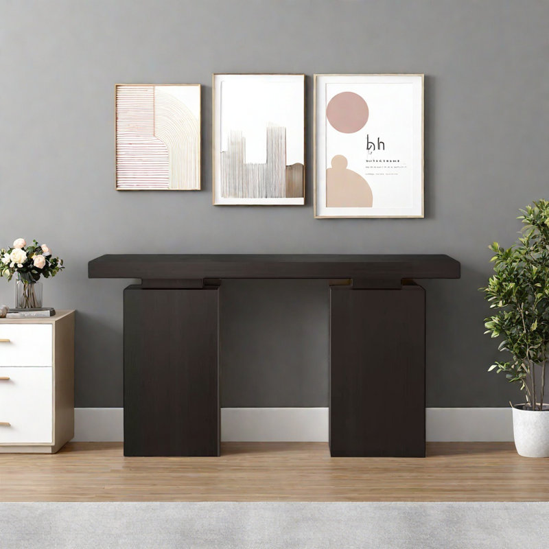 Console Retro Minimalist Elegant, H 35,43 po x l 55,12 po x P 15,75 po, Bois brun foncé