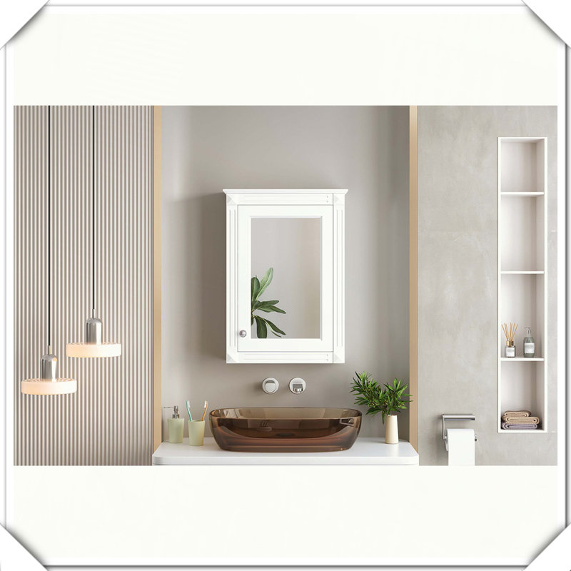 Armoire à pharmacie murale avec tablette réglable en hauteur et miroir, Blanc