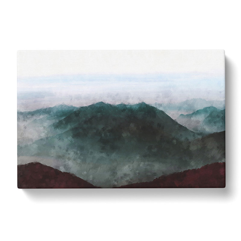Misty Mountain Range - Wrapped Canvas Painting, 60cm H x 91cm W x 3cm D