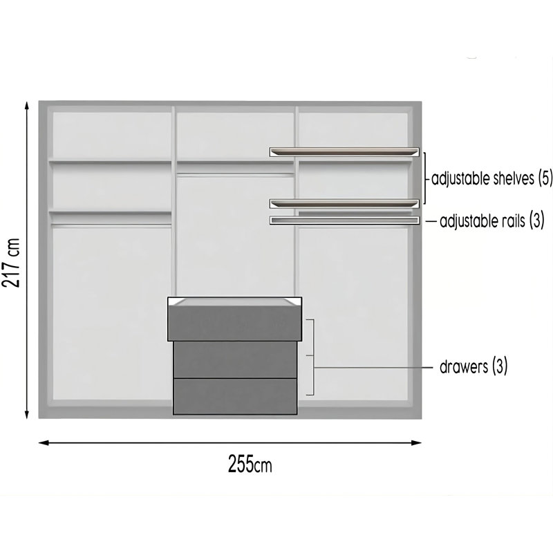Manufactured Wood Wardrobe, Grey