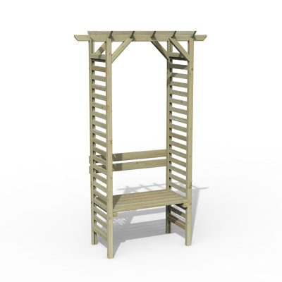 120cm W x 62cm D Solid Wood Arbour with Bench in Natural Timber