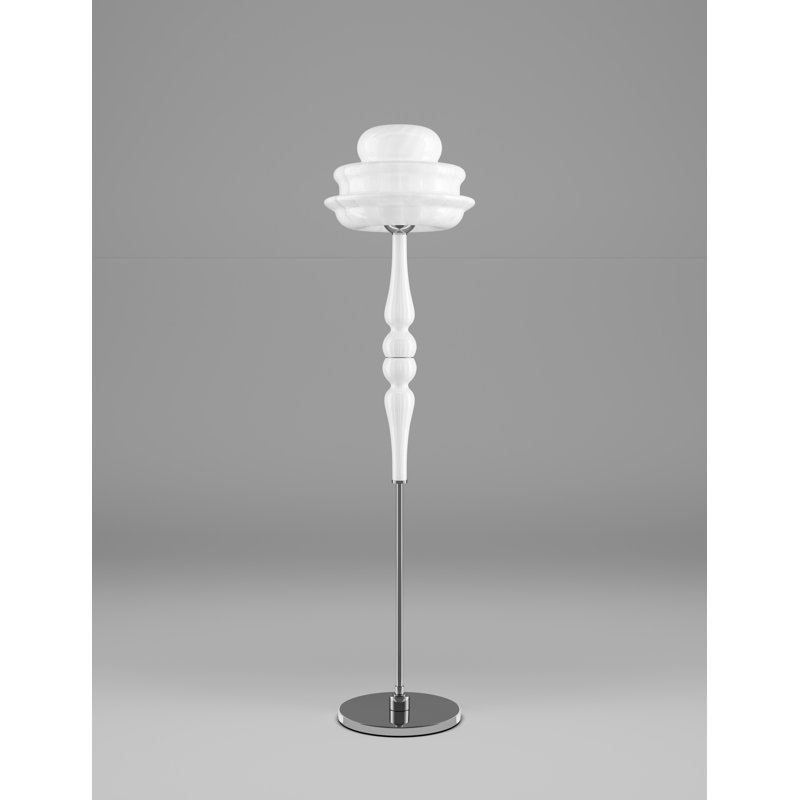 Novecento Floor Lamp White Striped Glossy Chrome E26 Ul, White Striped