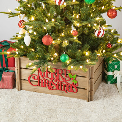 Wooden "MERRY CHRISTMAS" Crate Christmas Tree Collar