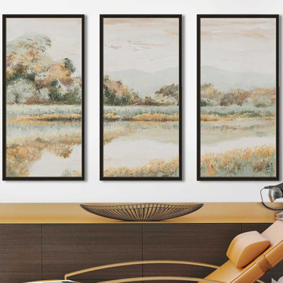 Rio Lindo - 3 pièces, peinture sur toile à cadre flottant