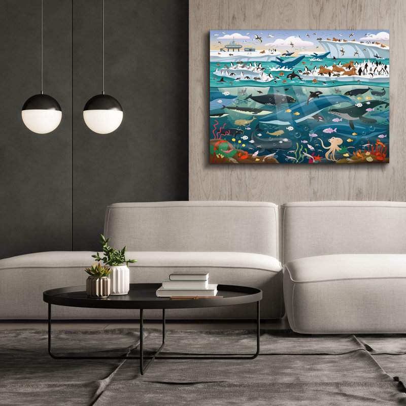  «Antarctique Sealife» par DoodleScapes, art mural sur toile, 54 po x 40 po, H 40 po x l 54 po