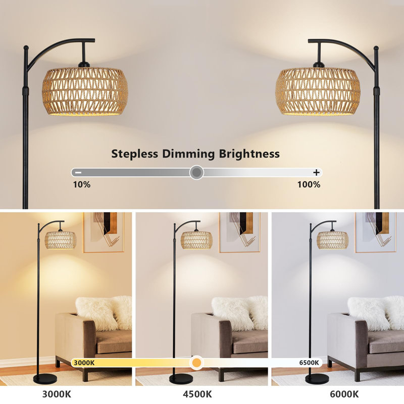 Lampe sur pied traditionnelle 72,8 po Wardie, Noir