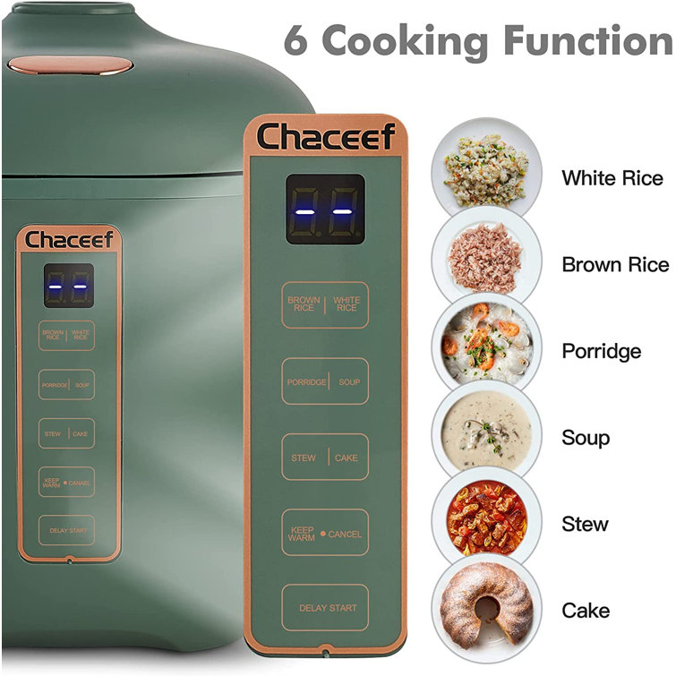 CHACEEF Mini Rice Cooker 2-Cups Uncooked, 1.2L Portable Non-Stick Small  Travel C