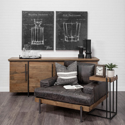 Barware Blueprint a Hand Embelished Textured Canvas