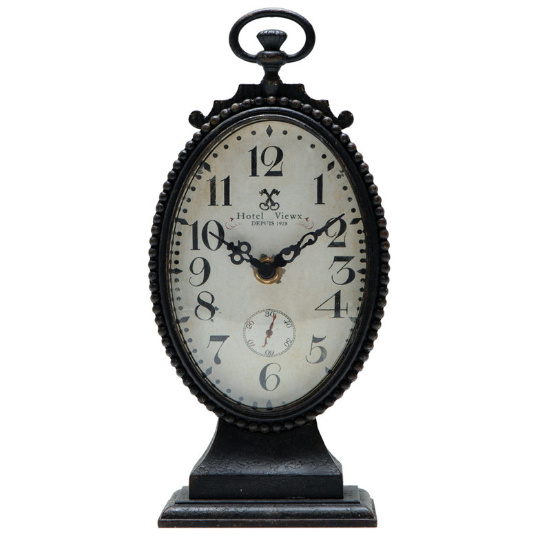 Quartz movement / Crystal Tabletop Clock, Rustic Black