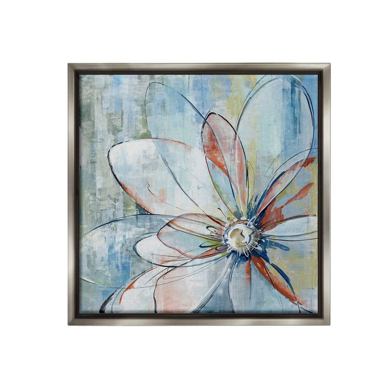 "Cadre moderne à fleurs flottantes" par Max Maxx sur toile, H 18 po x l 18 po, Cadre flottant gris lustré