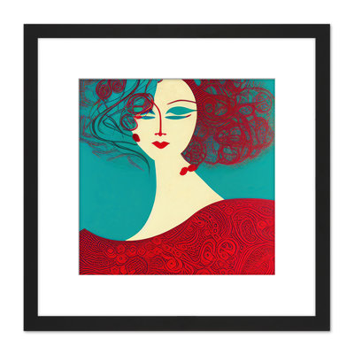 Portrait Red Haired Woman Art Deco - Single Picture Frame Print