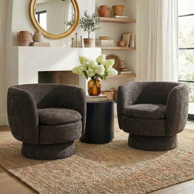 31" Wide Upholstered Swivel Barrel Accent ArmChair - 360° Rotation (2-Pack)