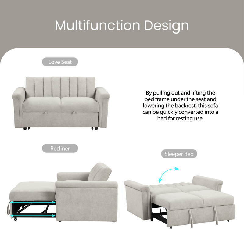Niema 61.4'' Corduroy Sofa, Beige Corduroy
