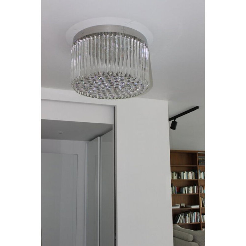 Lustre en cristal Murano Simplicity, Givré, Étain, 29" Diameter x 14" Height
