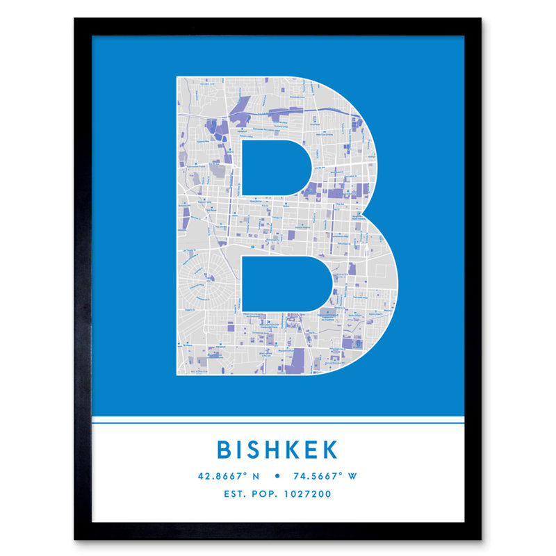 Bishkek City Map Bishkek Blue 1 Piece Single Picture Frame Wall Art