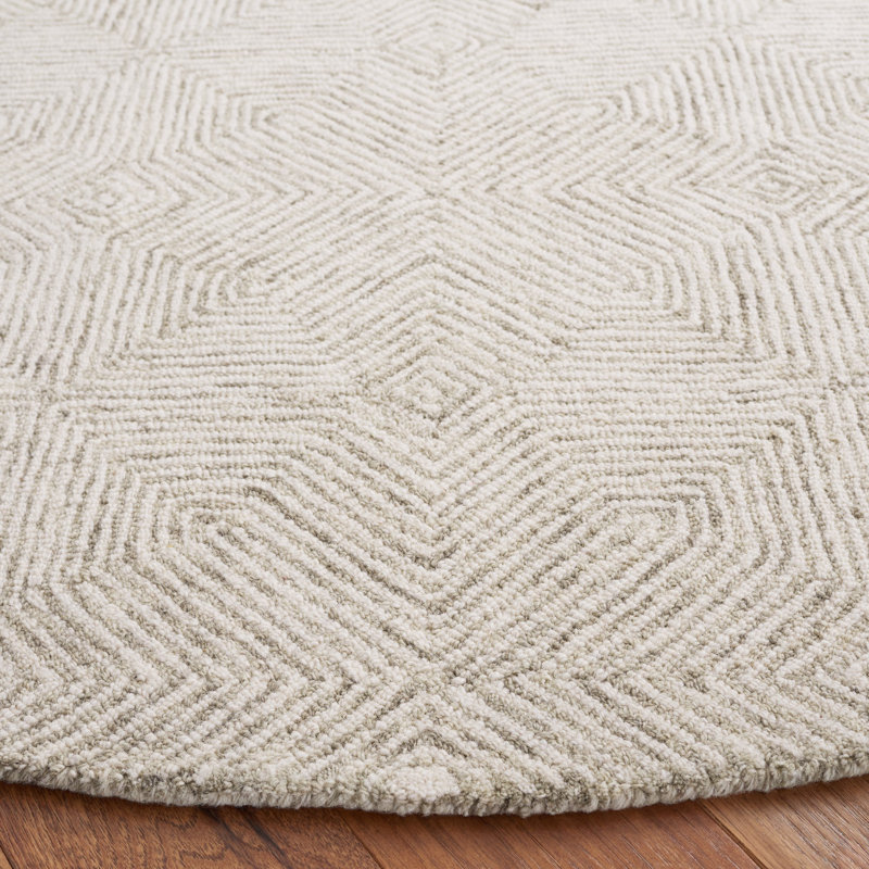 Tapis abstrait gris / ivoire Aniek 425, Rond 6 pi