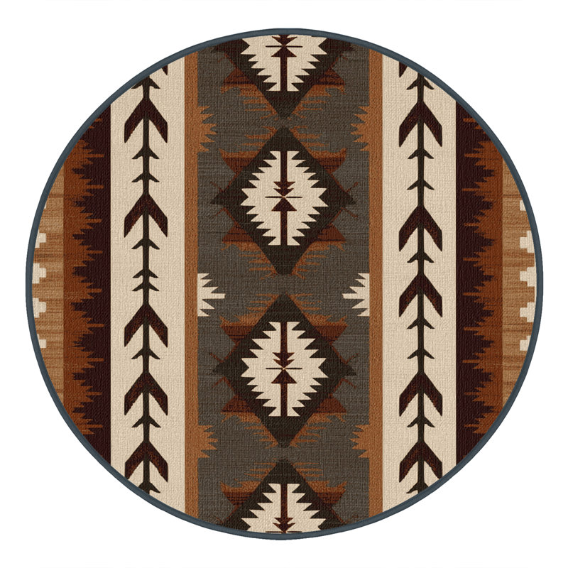 Tapis lavable à motif géométrique à têtes de flèches, Rond 6 pi