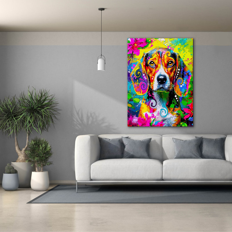 «The Timid Beagle» par Dean Russo, H 54 po x l 40 po