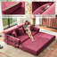 Canapé-lit modulaire convertible en forme de L, tissu chenille bourgogne adapté aux animaux de compagnie, mousse à haute densité 4 couches, canapé-lit moderne pour le salon