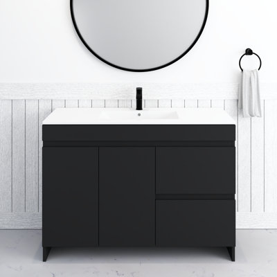 Shalem 48'' Free Standing Single Bathroom Vanity with Porcelain Top -  Ebern Designs, 59E5433F004E427DAA49B59C6605AB4D