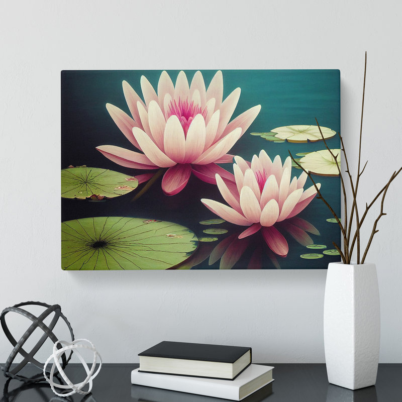 Excellent Water Lily Flowers - Wrapped Canvas, 50cm H x 76cm W x 3cm D