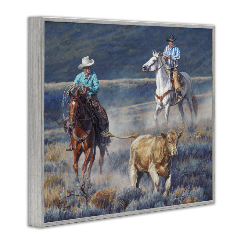 The Chase Cowboys, art de la giclée encadrée par David Graham, Estampe numérique Farmhouse, H 11 po x l 14 po