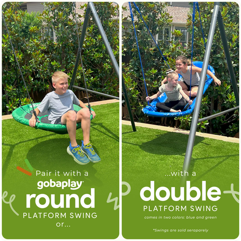 gobaplay Outdoor Single Swing Set with Support Bars for Tree Swing, Frame Only