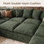 Canapé modulaire en velours côtelé vert avec accoudoirs réglables et rangement-1498596538