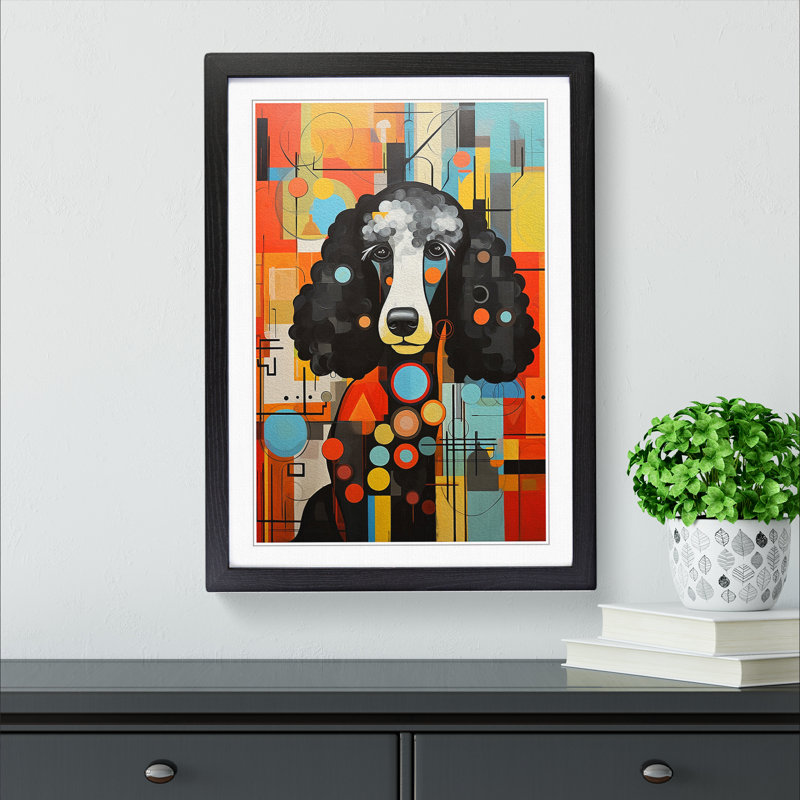 Poodle Constructivism No.3 - Single Picture Frame Print on Wood, Black Framed, 46cm H x 34cm W x 2cm D