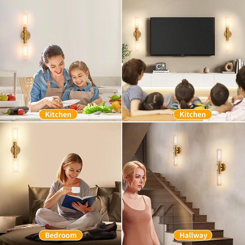 Modern Brushed Gold Wall Sconce Light Fixture For Bathroom Vanity, Bedroom, And Kitchen, E26 Bulb Compatible, Easy Installation, Versatile Design