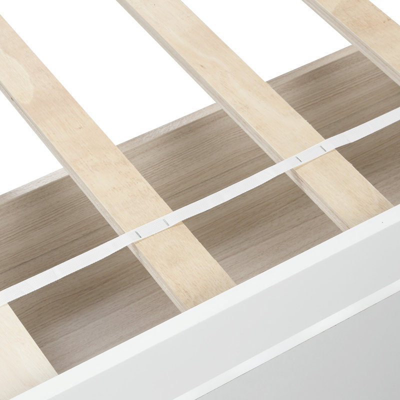 Artra Wood Twin Platform Storage Bed Wood Bed Frame with Two Drawers and Headboard, Twin, White