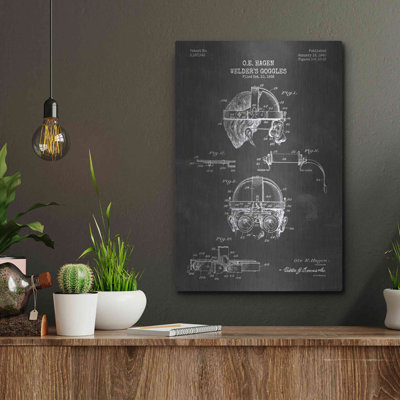 17 Storeys 'Welding Goggles Blueprint Patent Chalkboard' Metal Wall Art, 24"x36"