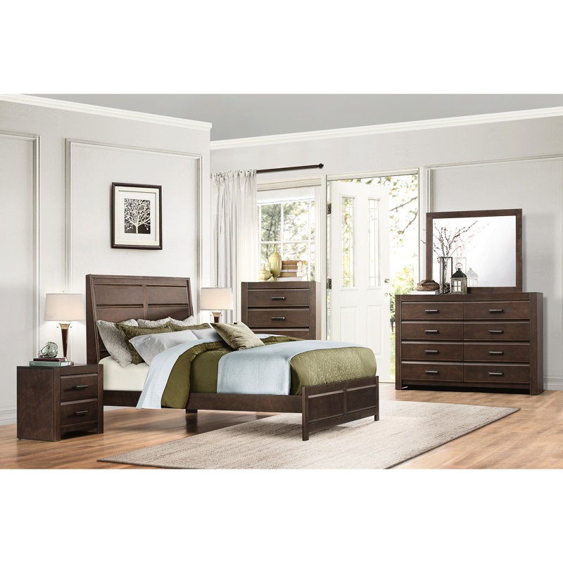 - Très grand lit double - Mobilier en bois avec finition d'ombrage contemporaine incluse