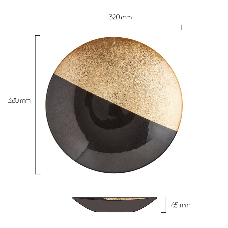 Fusion Bowl, 6.5cm H x 32cm W x 32cm D, Black/Gold
