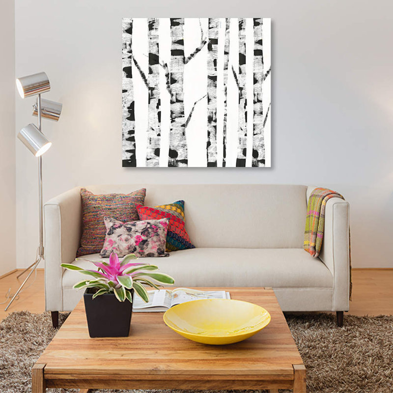 « white bouleau », impression sur toile, H 48 po x l 48 po x P 1,5 po, Pas de tapis, Toile tendue