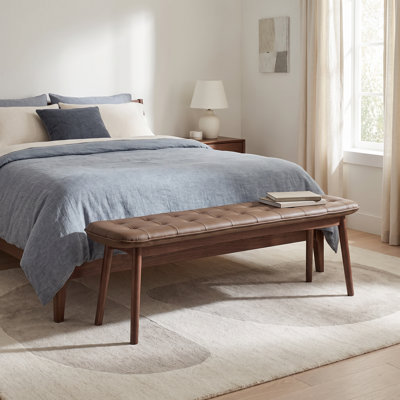 Genuine Leather and Foam Padding Upholstered Bench