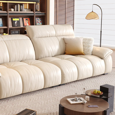 Coussin de canapé modulaire en cuir blanc