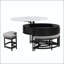 Table basse ronde à plateau relevable avec rangement et 3 repose-pieds-808809667-808809666