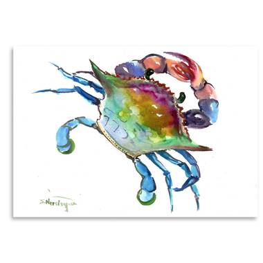 Artisan Created Watercolor Shore Crab 18 x 18 Pillow