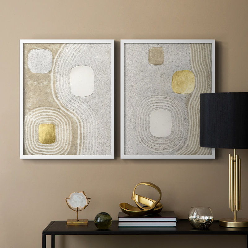 Impression encadrée Golden Ishi I-Premium - prête à être accrochée - aucun clou requis - aucun clou requis, Blanc