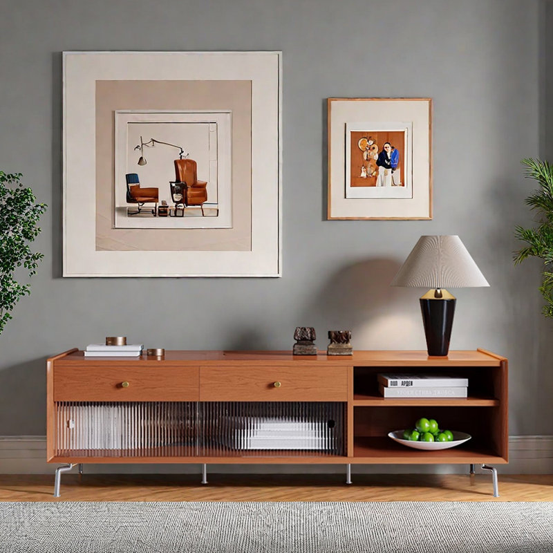 Meuble télé en bois de style médiéval, H 19,68 po x L 70,86 po x l 17,71 po, Brun
