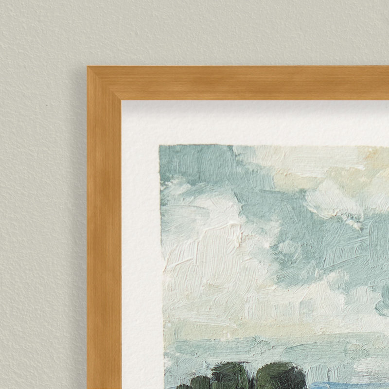 Nature Inspired Golden Meadows: A Serene Landscape Composition, 12" H x 16" W x 1.125" D, Framed Matted Print, Gold