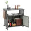 Table de service de bar d'extérieur avec plateau en verre et design - Plateau de chariot à roulettes brun pour le jardin, le porche, l'arrière-cour brun, pratique