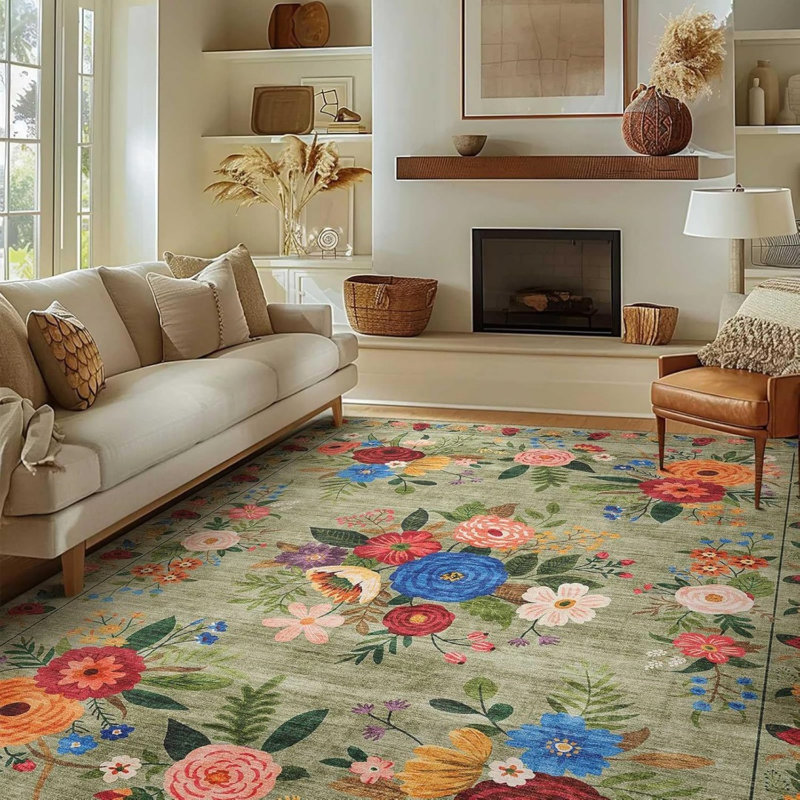 Floral Machine Tufted 90cm X 150cm Area Rug